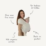 mushie Baby Wrap Carrier 100% Organic Cotton (Ivory) - الصورة 2