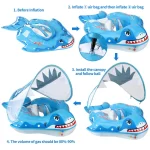SwimBobo, Swimming Ring Floating with Canopy- Shark, 1-4 Years - الصورة 4