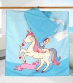 Bath Towel Unicorn design, Blue - الصورة 2