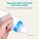 Xunyi, Silicone Baby Squeeze Nursing Bottle with Spoon - الصورة 3