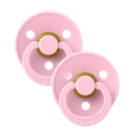Bibs Colour Natural Rubber Latex Pacifier Size 1- Baby 0-6M (2pcs) - Colour Twin-Packs/ Baby Pink