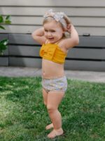 ⁦Floral Print Bow Front, Bikini Swimsuit & Headband⁩ - الصورة ⁦3⁩