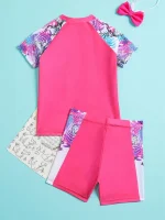 ⁦Pink Surf Short & Shirt swimsuit set⁩ - الصورة ⁦2⁩