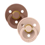 ⁦Bibs Colour Natural Rubber Latex Round Nipple Pacifier Size 2 - Toddler 6-18M (2pcs) - Woodchuck/Blush⁩ - الصورة ⁦2⁩