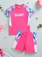 Pink Surf Short & Shirt swimsuit set