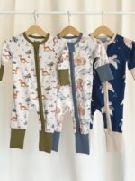 Kynd Green/ Blue/ Navy Baby Zipper Sleepsuits, 3 Pack