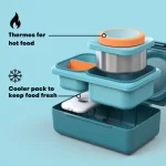 OmieLife Up Bento lunchBox With Thermos And Ice Pack - Teal Green - Image 3