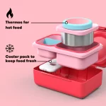 OmieLife Up Bento lunchBox With Thermos And Ice Pack - Cherry Pink - Image 3