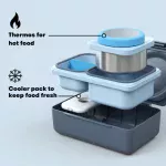 OmieLife Up Bento lunchBox With Thermos And Ice Pack - Graphite - الصورة 3