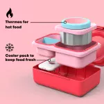 OmieLife Up Bento lunchBox With Thermos And Ice Pack - Cherry Pink - الصورة 3