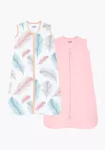 Moon Organic Sleep Sack Pack of 2- Pink/leaves, S/M 0-6M