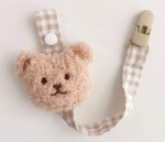 ⁦Fabric Pacifier Clip Holder- Bear, Dark brown 1pc./ pack⁩ - الصورة ⁦2⁩