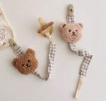 Fabric Pacifier Clip Holder- Bear, Dark brown 1pc./ pack
