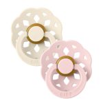 Bibs Boheme Natural Rubber Latex Round Pacifier (2-Pack) - Ivory/ Blossom