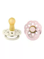 Bibs Boheme Natural Rubber Latex Round Pacifier (2-Pack) - Ivory/ Blossom - Image 2