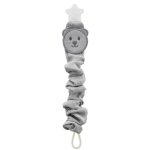 BabyJem, Pacifier Hanger w/ Raw Silk Material - Grey