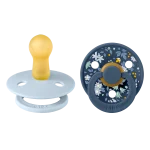 Bibs Colour Liberty Natural Rubber Round Pacifier 2-Pack - Camomile Lawn Baby Blue Mix - Image 2
