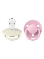 Bibs De Lux Silicone Round Pacifier One Size 2-Pack - Ivory/ Baby Pink - Image 2