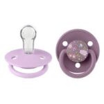 ⁦Bibs Liberty De Lux Silicone Round Pacifier One Size 2-Pack - Chamomile Lawn Mauve Mix⁩ - الصورة ⁦2⁩