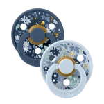 Bibs Colour Liberty Natural Rubber Round Pacifier 2-Pack - Camomile Lawn Baby Blue Mix