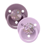 Bibs Liberty De Lux Silicone Round Pacifier One Size 2-Pack - Chamomile Lawn Mauve Mix