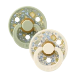 Bibs Colour Liberty Natural Rubber Round Pacifier 2-Pack - Eloise Sage Mix