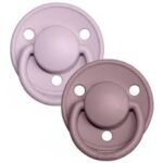 Bibs De Lux Silicone Round Pacifier One Size 0-3 Years/ 2-Pack - Dusky Lilac/Heather