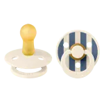 Bibs Colour Studio Collection Natural Rubber Round Pacifier 2-Pack- Pin Latex Ivory Steel Blue Mix - Image 2