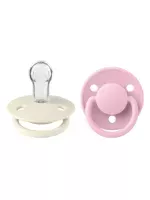 Bibs De Lux Silicone Round Pacifier One Size 2-Pack - Ivory/ Baby Pink - Image 2