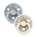Bibs Colour Liberty Natural Rubber Round Pacifier 2-Pack - Eloise Dusty Blue Mix