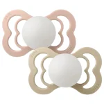 Bibs Supreme Silicone Symmetrical Nipple Pacifier Size 1 (0-6M) 2pcs- Blush Night/ Vanilla Night - Image 2