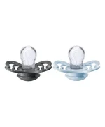 BIBS Supreme Silicone Symmetrical Nipple Pacifier Size 2 (+6M) 2pcs - Iron/ Baby Blue - Image 2