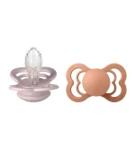 Bibs Supreme Silicone Symmetrical Nipple Pacifier Size 2 (+6M) 2pcs – Pink Plum/ Peach