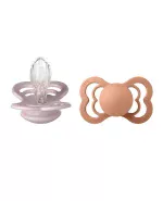 Bibs Supreme Silicone Symmetrical Nipple Pacifier Size 2 (+6M) 2pcs – Pink Plum/ Peach
