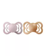 Bibs Supreme Silicone Symmetrical Nipple Pacifier Size 2 (+6M) 2pcs – Pink Plum/ Peach - Image 2