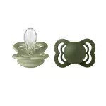 BIBS Supreme Silicone Symmetrical Nipple Pacifier Size 2 (+6M) 2pcs - Sage/ Hunter Green