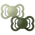 ⁦BIBS Supreme Silicone Symmetrical Nipple Pacifier Size 2 (+6M) 2pcs - Sage/ Hunter Green⁩ - الصورة ⁦2⁩