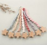 Fabric Pacifier Wood Clip Holder- Star, 1pc./pack