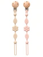 Silicone Pacifier Wood Clip Holder- Flower, 2pcs./ Pack - الصورة 4