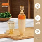 Youkebei Silicone Baby Squeeze Nursing Bottle with Spoon 120ml