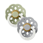 Bibs Boheme Glow in the dark Natural Rubber Latex Pacifier Size 2 (6-18M) 2-Pack - Sage Glow/ Cloud Glow