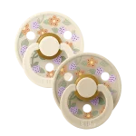 Bibs Colour Liberty Natural Rubber Round Pacifier 2-Pack - Strawberry and Cream Ivory Mix