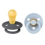 ⁦Bibs Colour Natural Rubber Latex Pacifier 2-Pack - Iron/ Baby Blue⁩ - الصورة ⁦3⁩