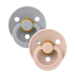 Bibs Colour Natural Rubber Latex Pacifier Size 2 (6-18M) 2-Pack - Cloud/ Blush