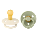 Bibs Colour Natural Rubber Latex Round Nipple Pacifier (2pcs) - Ivory/ Sage
