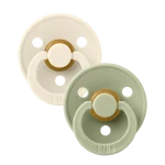 Bibs Colour Natural Rubber Latex Round Nipple Pacifier (2pcs) - Ivory/ Sage - Image 2