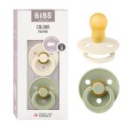 Bibs Colour Natural Rubber Latex Round Nipple Pacifier (2pcs) - Ivory/ Sage - Image 3