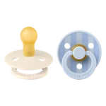 ⁦Bibs Colour Studio Collection Natural Rubber Round Pacifier 2-Pack- Baby Blue/ Dusty Blue Mix⁩ - الصورة ⁦2⁩