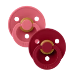 Bibs Colour Natural Rubber Latex Pacifier 2-Pack - Coral/ Ruby