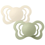 Bibs Supreme Silicone Symmetrical Nipple Pacifier Size 2 (6-18M) 2-Pack - Ivory/ Sage - Image 3
